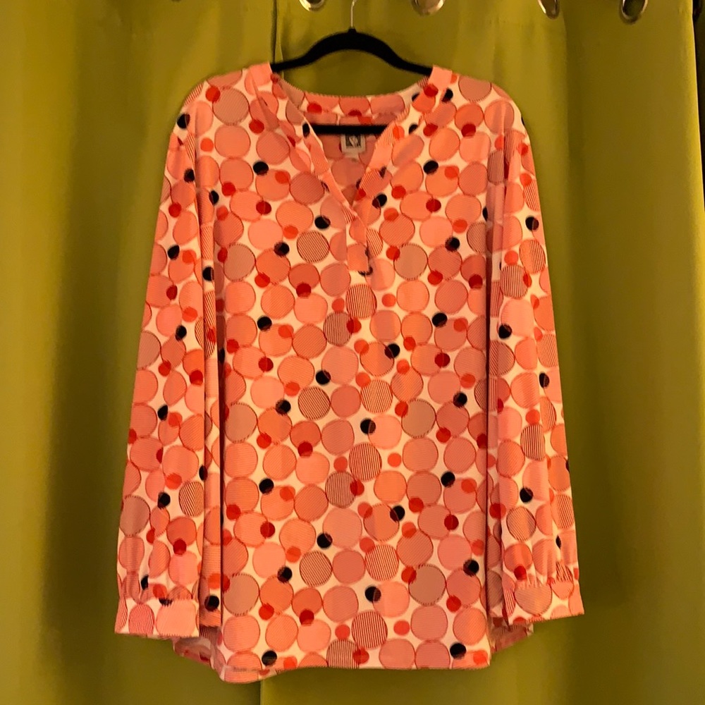 Anne Klein red, white and black top.